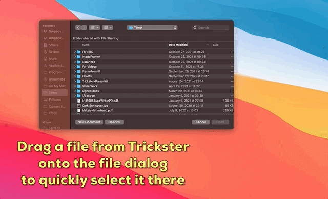 Trickster drag to file - 01